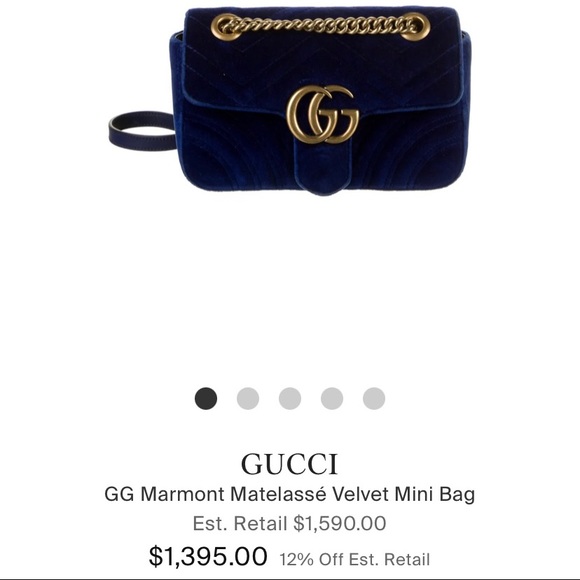 Blue Velvet Gucci Bag - Picture 2 of 4